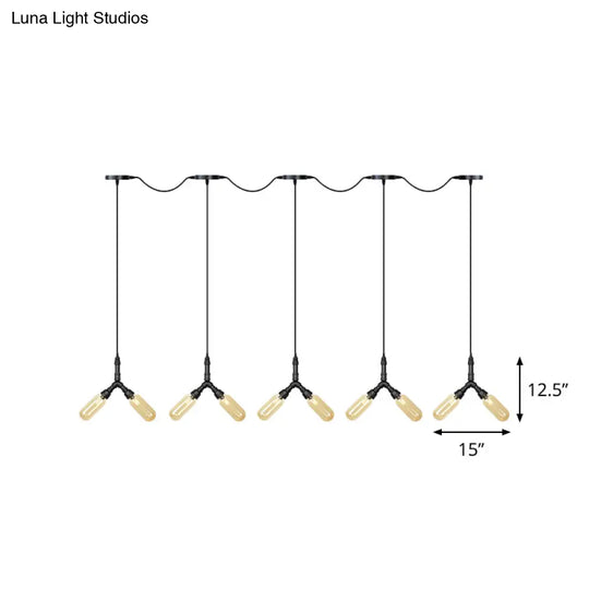 6/10/14 Bulbs Pendant Lamp Industrial Restaurant Ceiling Light With Capsule Colored Glass Shade In