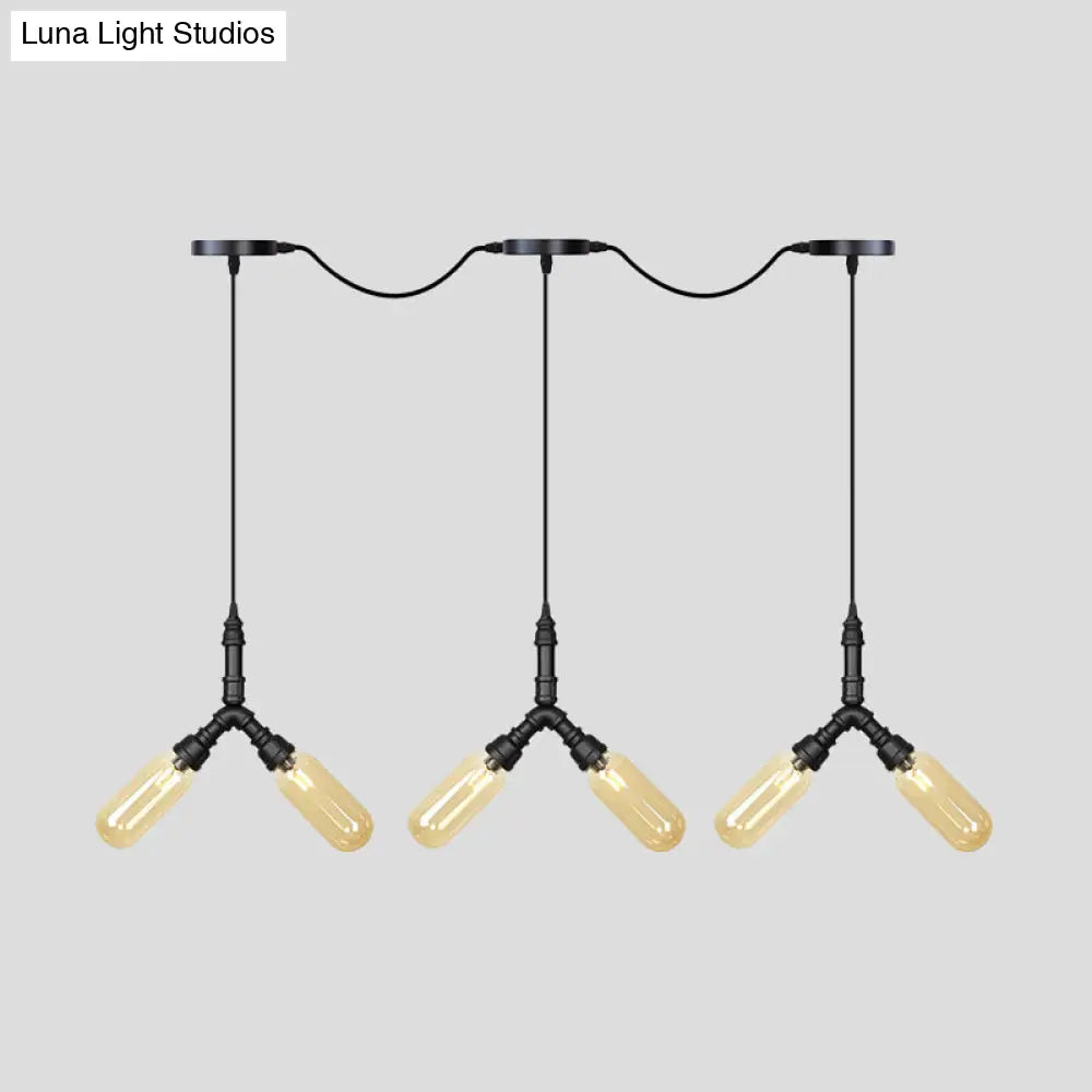 6/10/14 Bulbs Pendant Lamp Industrial Restaurant Ceiling Light With Capsule Colored Glass Shade In