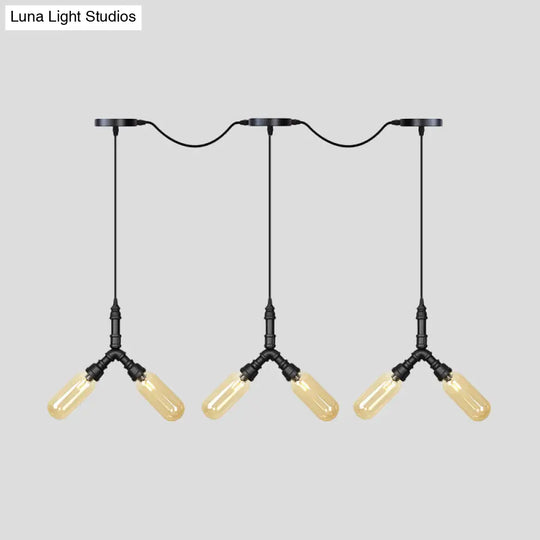 6/10/14 Bulbs Pendant Lamp Industrial Restaurant Ceiling Light With Capsule Colored Glass Shade In