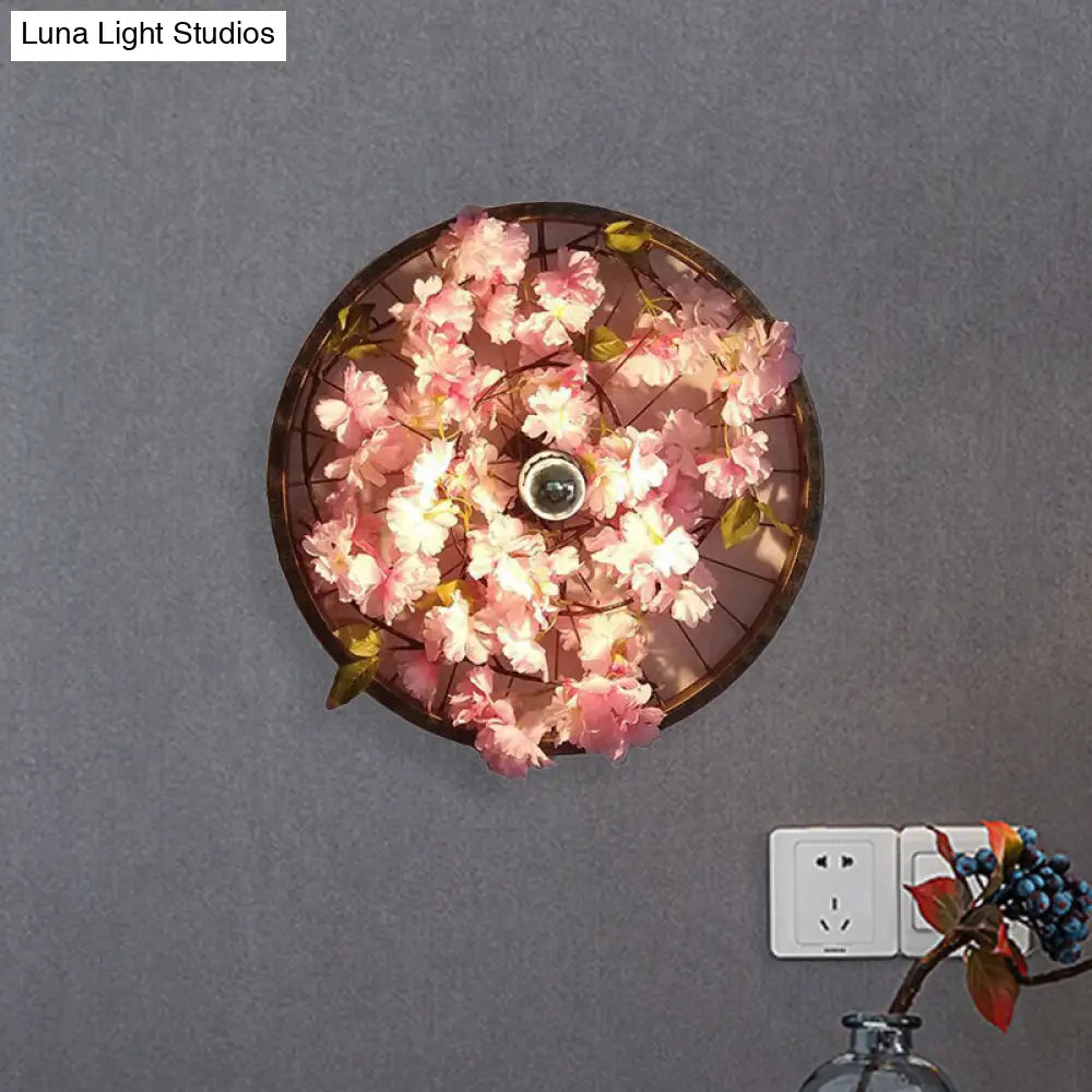 Industrial Restaurant Led Wall Lighting Fixture With Black Metal Wheel Shade 12.5/19/23 Dia. / 12.5