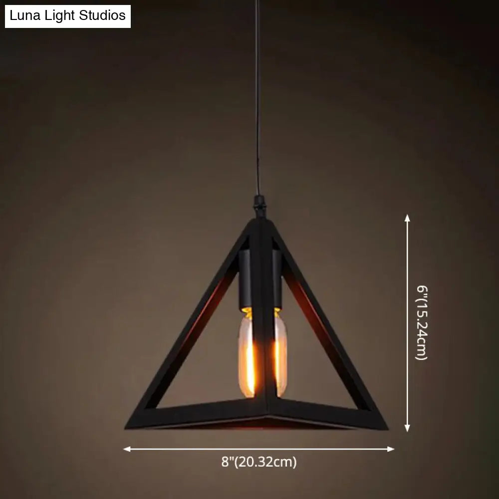 Industrial Retro Hanging Pendant Light Fixture With Caged Design For Bars - Single Metallic