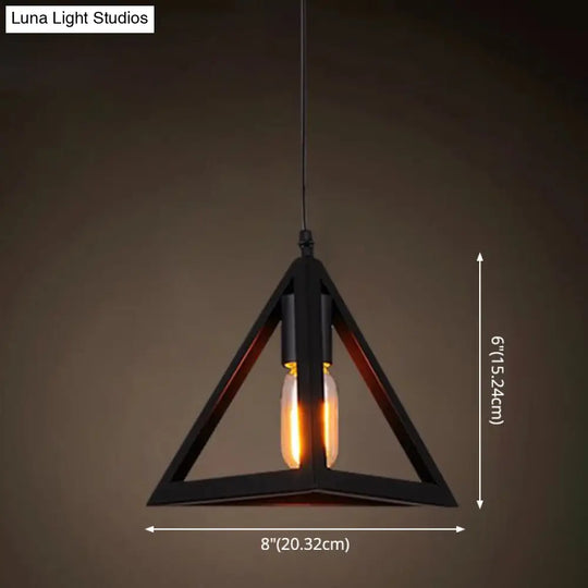 Industrial Retro Hanging Pendant Light Fixture With Caged Design For Bars - Single Metallic
