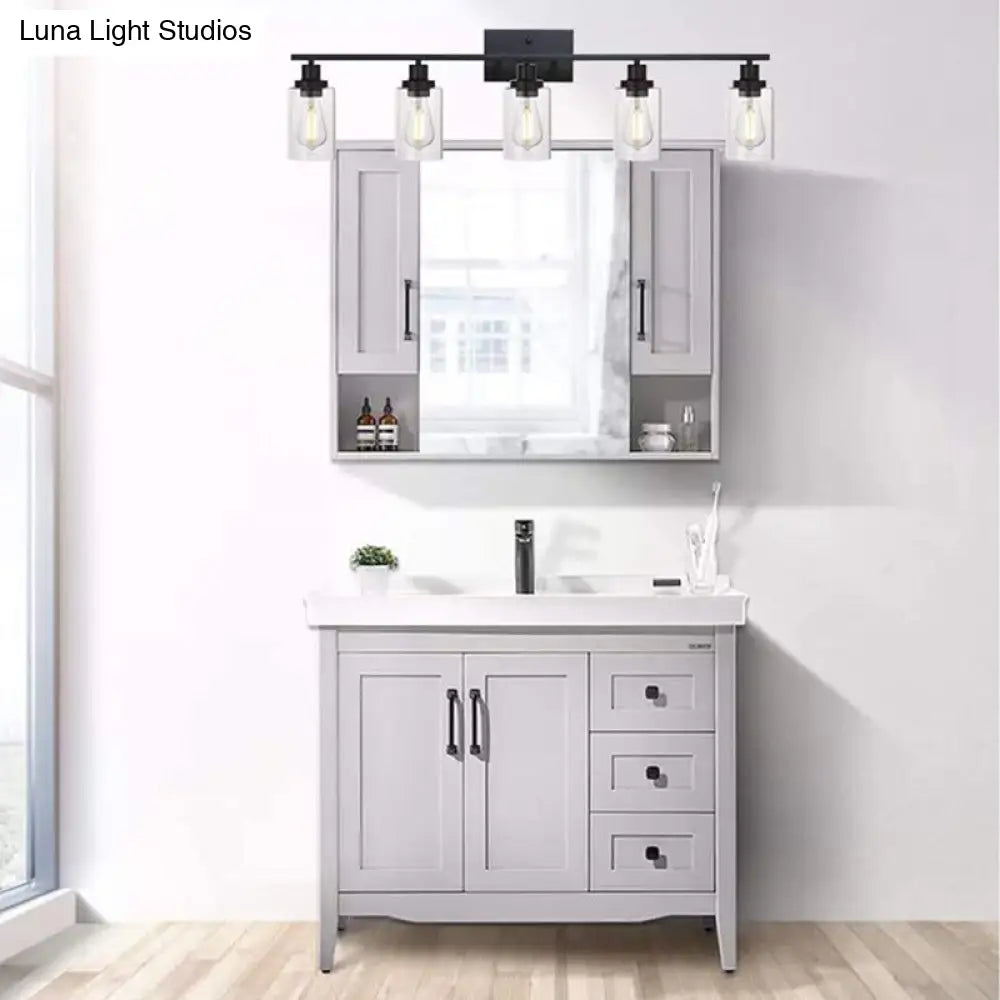 Industrial Retro Glass Vanity Wall Light Fixtures - Cylindrical Design