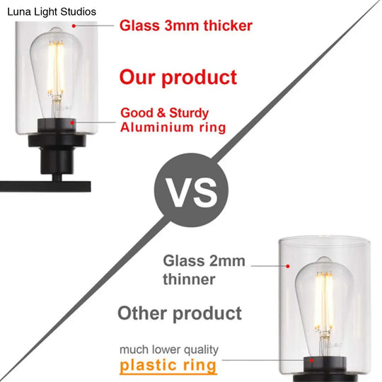 Industrial Retro Glass Vanity Wall Light Fixtures - Cylindrical Design