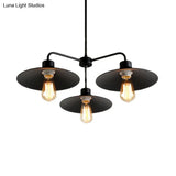Industrial Round Black Chandelier Pendant Light Vintage Style Metallic Finish with Hanging Rod 3/5 Lights