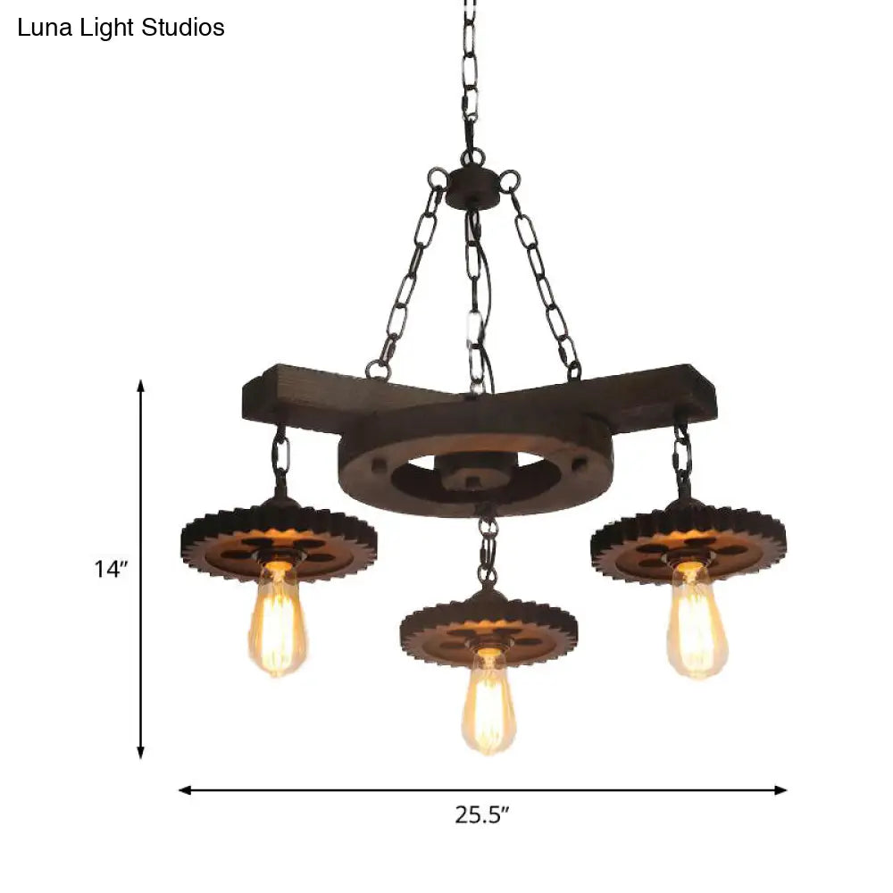 Industrial Rustic Ceiling Chandelier With Exposed Bulbs And Metallic Finish - 3/7 Lights For