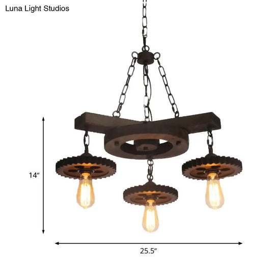 Industrial Rustic Ceiling Chandelier With Exposed Bulbs And Metallic Finish - 3/7 Lights For