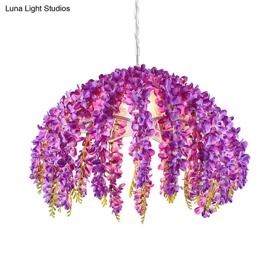 Industrial Scalloped Metal Pendant Light Fixture - 1-Light Led Flower Ceiling Lamp For Restaurants
