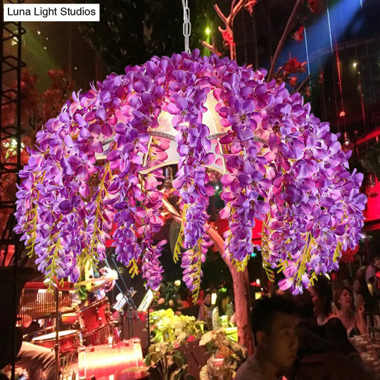 Industrial 1-Light Purple Metal Pendant Led Ceiling Lamp For Restaurants