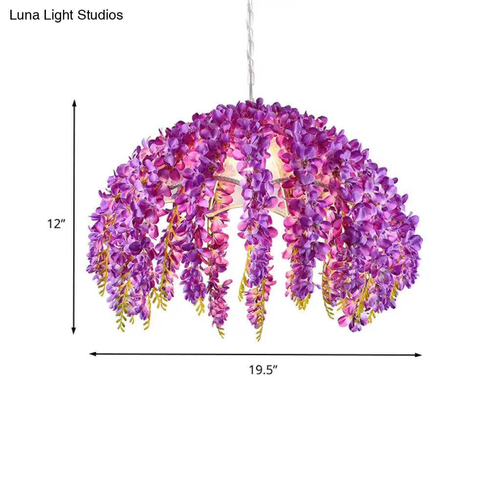 Industrial Scalloped Metal Pendant Light Fixture - 1-Light Led Flower Ceiling Lamp For Restaurants