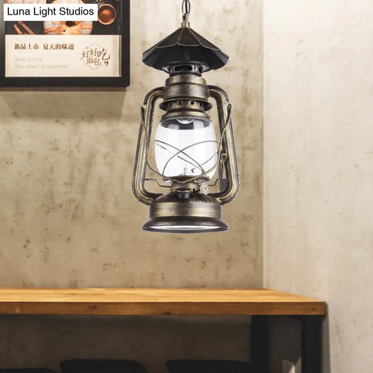 Industrial Single Light Pendant With Clear Glass And Vintage Finish For Indoor Use