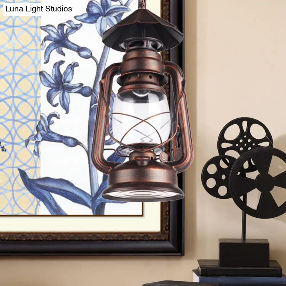 Industrial Single Light Pendant With Clear Glass And Vintage Finish For Indoor Use
