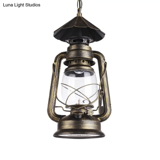 Industrial Single Light Pendant With Clear Glass And Vintage Finish For Indoor Use