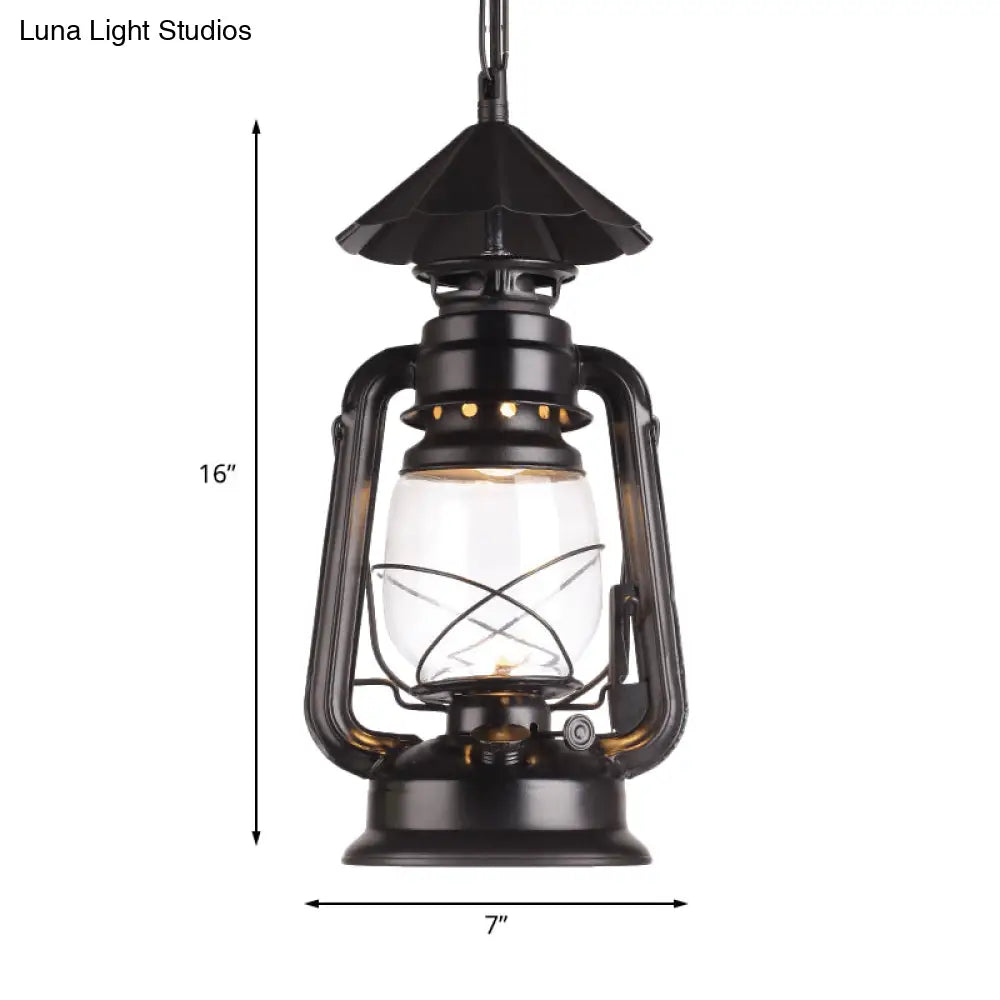 Industrial Single Light Pendant With Clear Glass And Vintage Finish For Indoor Use