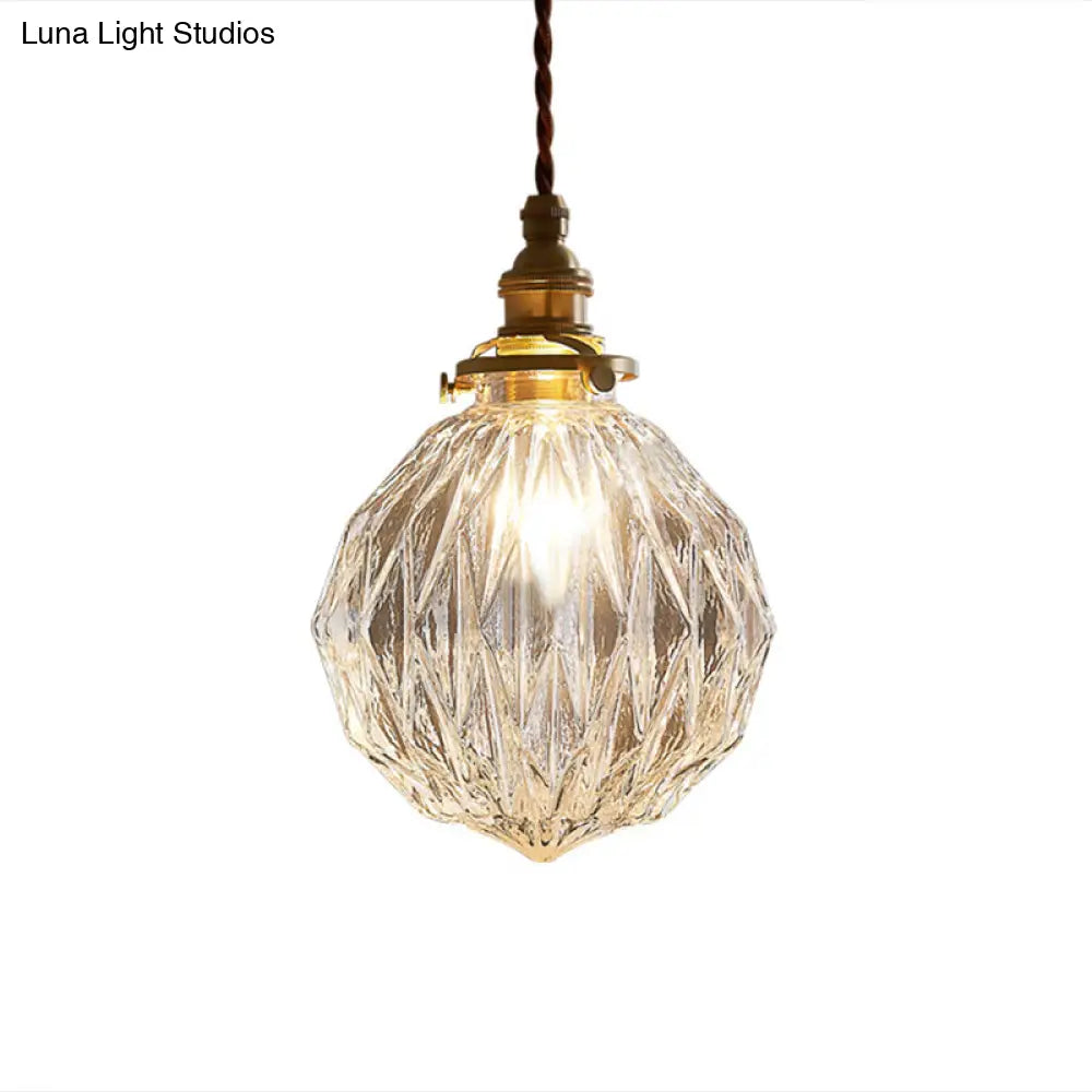 Industrial Single Pendant Light With Clear Glass Globe For Restaurant Ceiling