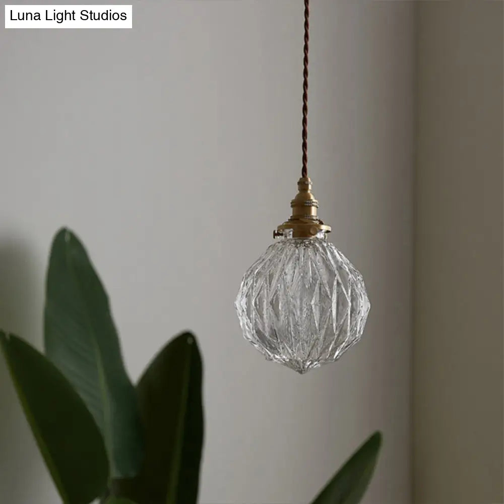 Industrial Single Pendant Light With Clear Glass Globe For Restaurant Ceiling