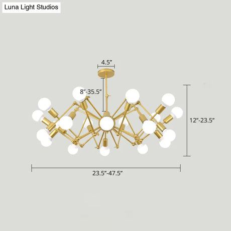 Industrial Spider Chandelier With Open Bulb Design For Clothing Shops