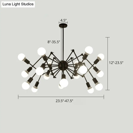 Industrial Spider Chandelier With Open Bulb Design For Clothing Shops
