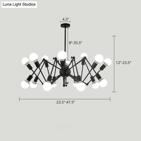 Industrial Spider Chandelier With Open Bulb Design For Clothing Shops