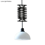 Industrial Style 1 Bulb Metal Dome Ceiling Light - Extendable Pendant For Balcony Black/White