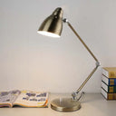 Industrial Style Adjustable Arm Reading Light - Nickel/Chrome Metal Ideal For Study Rooms And Desks