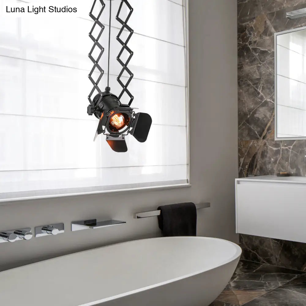 Industrial Style Black Ceiling Mounted Spotlight With Extendable Arm And Shade