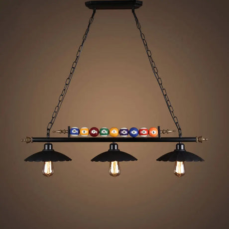 Industrial Style Black Metal Billiard Light Pendant For Restaurant Island 3 / Cone