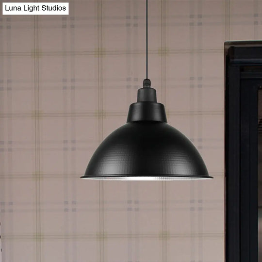 Industrial Style Black Metal Pendant Lighting 1 Head Bowl Suspension Light 12/14/15 Width