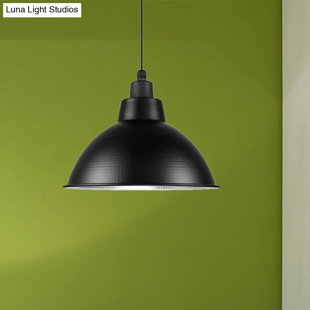 Industrial Style Black Metal Pendant Lighting - 1 Head Bowl Suspension Light 12’/14’/15’ Width
