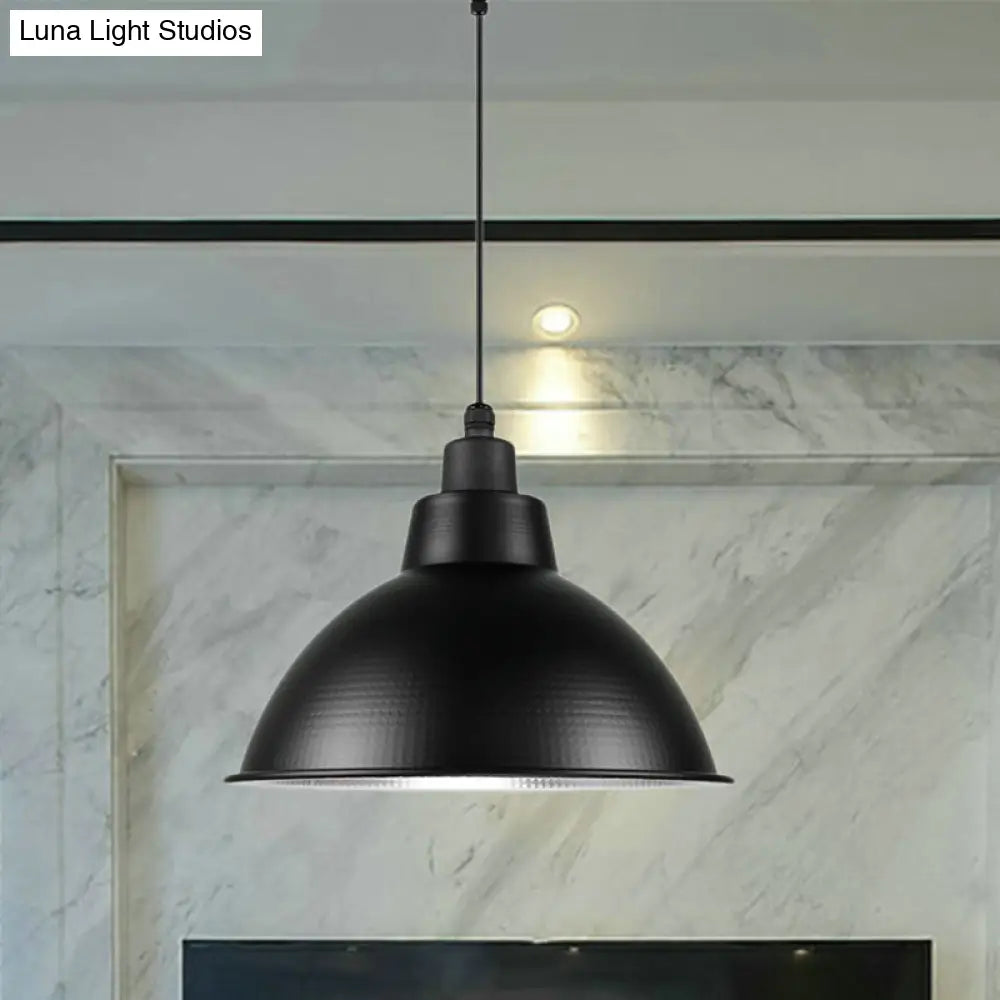 Industrial Style Black Metal Pendant Lighting 1 Head Bowl Suspension Light 12/14/15 Width