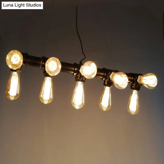Industrial Style Black Metal Piping Island Lamp - Dining Room Hanging Light Fixture