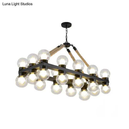 Industrial-Style Black Molecular Chandelier With 24 Clear Glass Lights For Dining Room Or Island