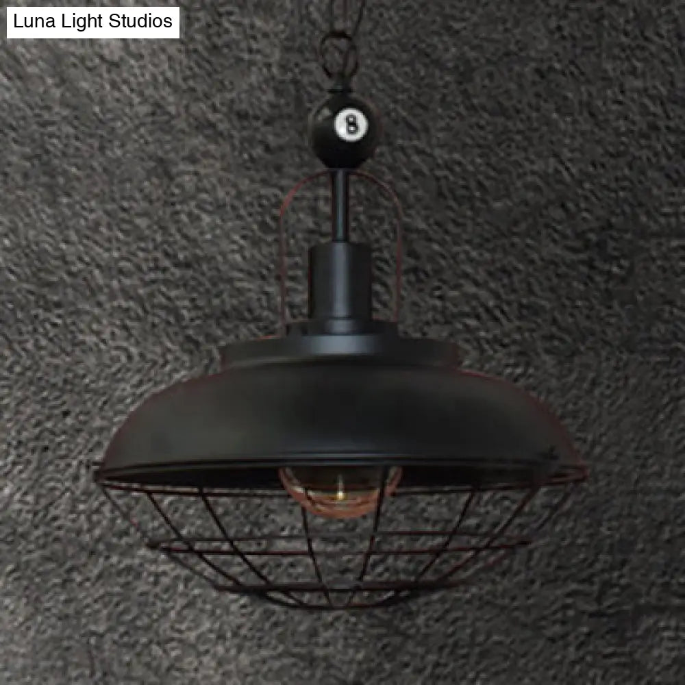 Industrial-Style Black Wire Cage Pendant Lamp - Perfect For Restaurants