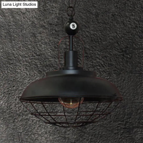 Industrial-Style Black Wire Cage Pendant Lamp - Perfect For Restaurants