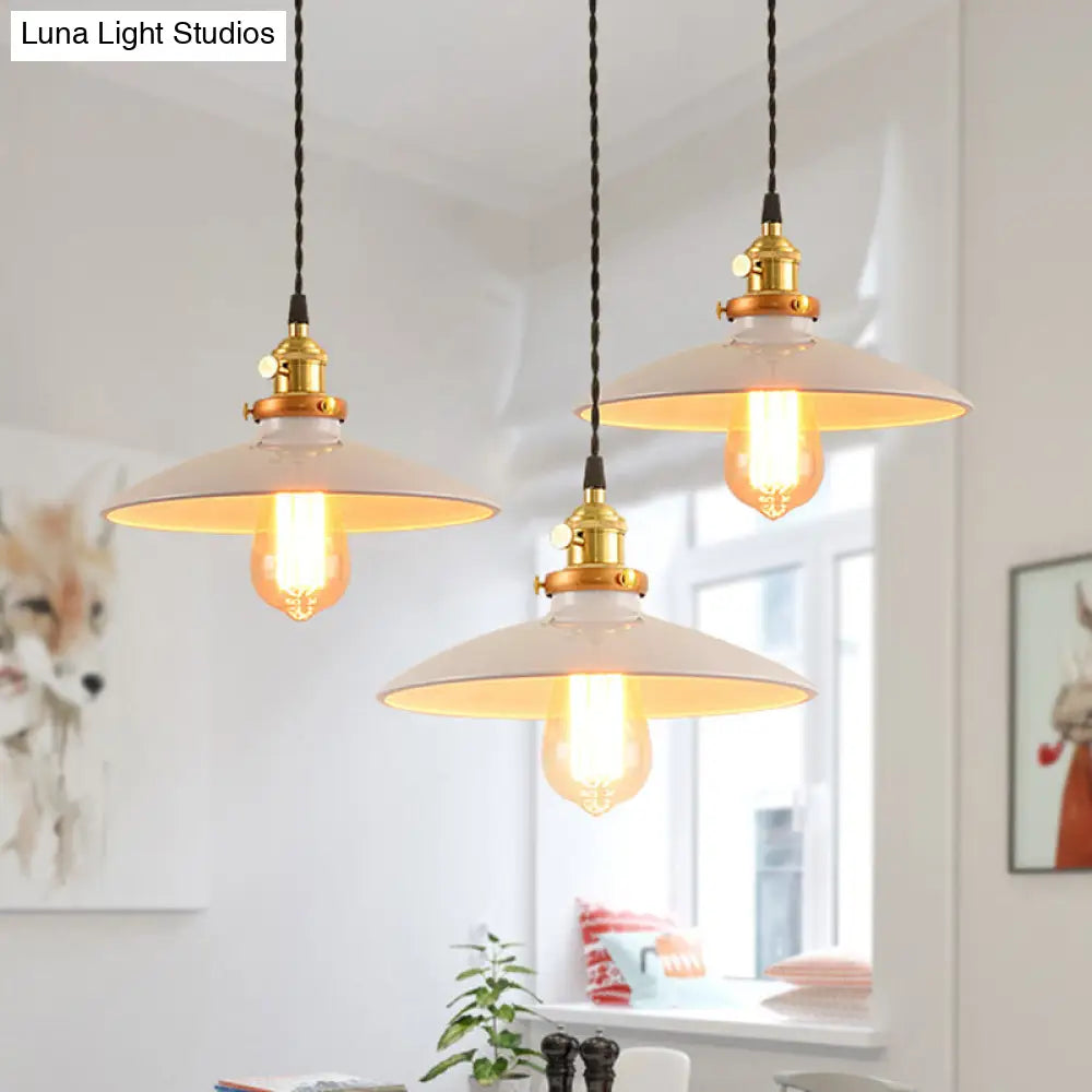 Industrial Style Bowl Pendant Lamp 10’/12.5’ Wide - 1 Light Metal Hanging In Black/White/Red