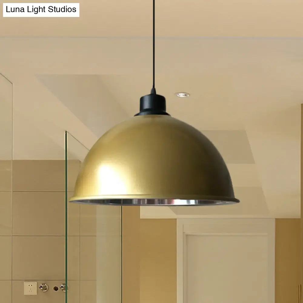 Industrial Style Domed Aluminum Ceiling Fixture With Cord - 12.5/14 W 1 Head Restaurant Hanging Lamp