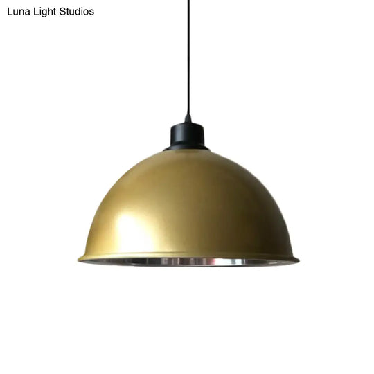 Industrial Style Domed Aluminum Ceiling Fixture With Cord - 12.5/14 W 1 Head Restaurant Hanging Lamp