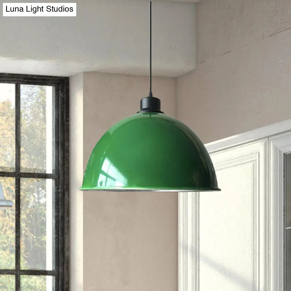 Industrial Style Domed Aluminum Ceiling Fixture With Cord - 12.5/14 W 1 Head Restaurant Hanging Lamp