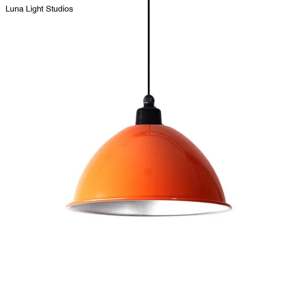 Industrial Style Domed Aluminum Ceiling Fixture With Cord - 12.5/14 W 1 Head Restaurant Hanging Lamp