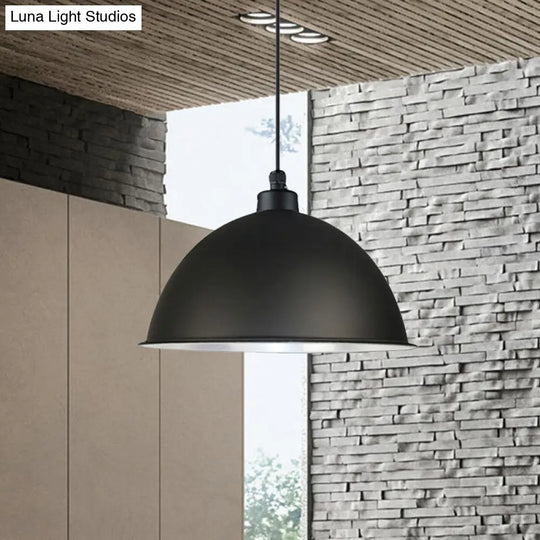 Industrial Style Domed Aluminum Ceiling Fixture With Cord - 12.5/14 W 1 Head Restaurant Hanging Lamp