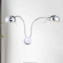 Industrial Style Double Domed Metal Wall Sconce - 2-Light Bedroom Fixture With Flexible Arm