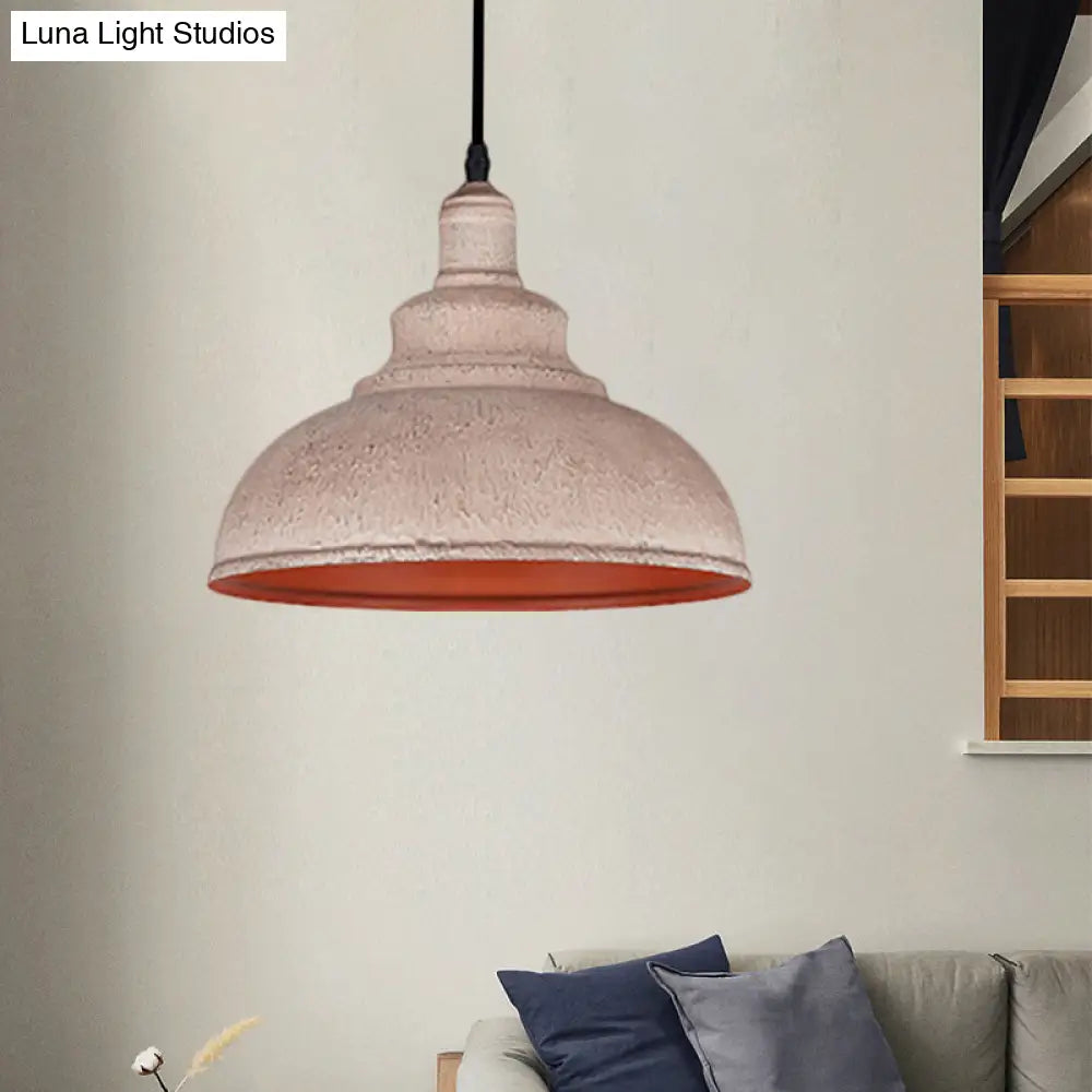 Industrial Style Gray/White Wrought Iron Dome Pendant Ceiling Light - Perfect For Restaurants White