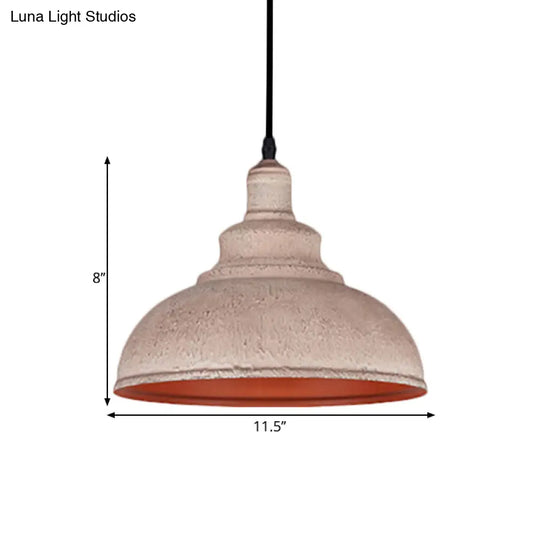 Industrial Style Gray/White Wrought Iron Dome Pendant Ceiling Light For Restaurants
