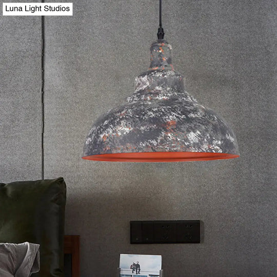 Industrial Style Gray/White Wrought Iron Dome Pendant Ceiling Light - Perfect For Restaurants