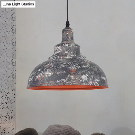 Industrial Style Gray/White Wrought Iron Dome Pendant Ceiling Light For Restaurants Grey
