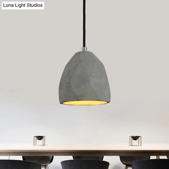1-Bulb Industrial-Style Grey Cement Pendant Lighting: Restaurant Hanging Lamp Kit