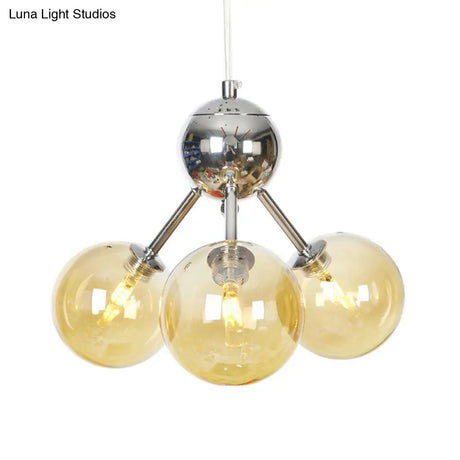 Industrial Style Hanging Chandelier Light - 13’/27.5’/34’ W Orbit Shade Amber/Clear/Smoke
