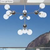 Industrial Style Hanging Chandelier Light With Amber/Clear/Smoke Gray Glass In 3/9/12 Lights -
