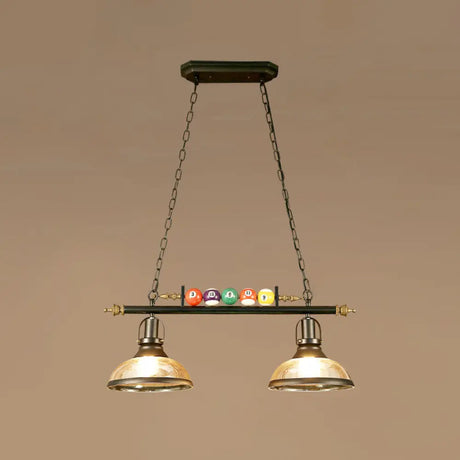 Industrial Style Hanging Light With Metal Black Finish And Billiard Ball Deco 2 / Dome