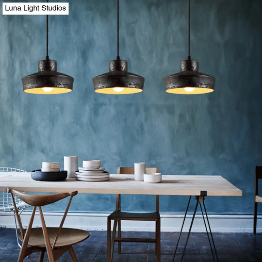 Industrial Style Iron Pendant Light Fixture - 4-Light Aged Black Shade Indoor Hanging Lighting